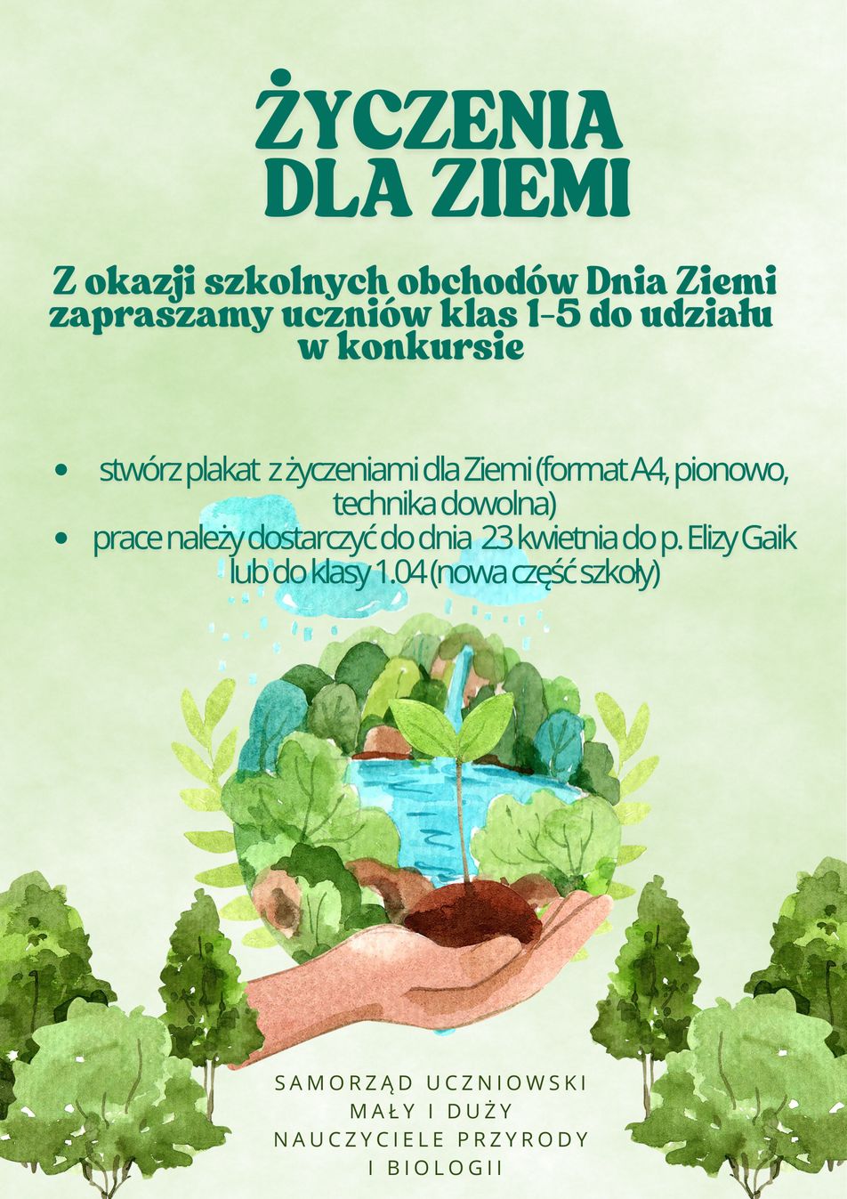 plakat konkursowy z okazji Dnia Ziemi