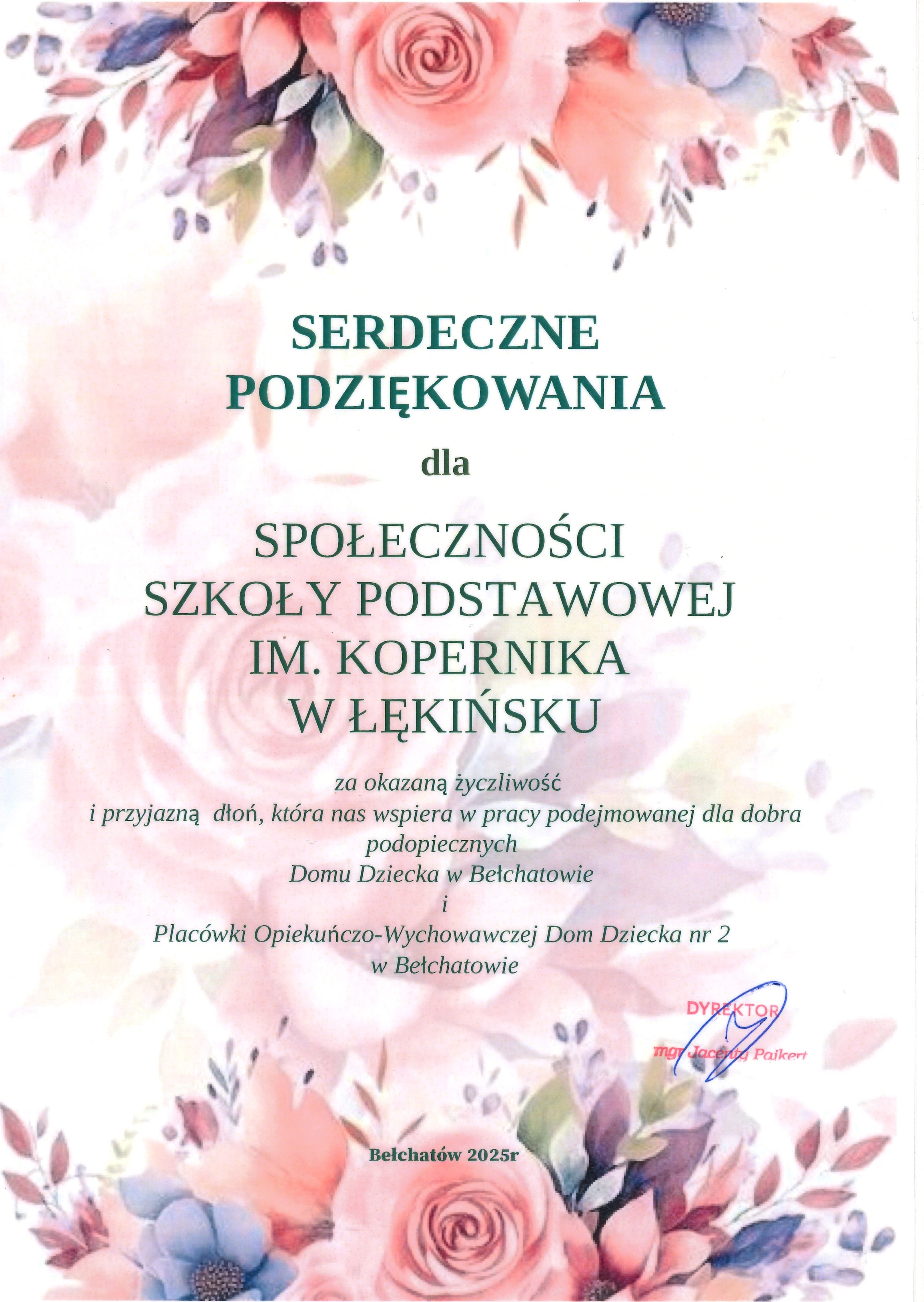 dyplom - podziękowanie