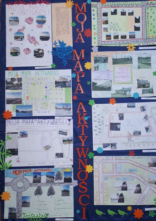 zdjęcie tablicy z mapami aktywności uczniów