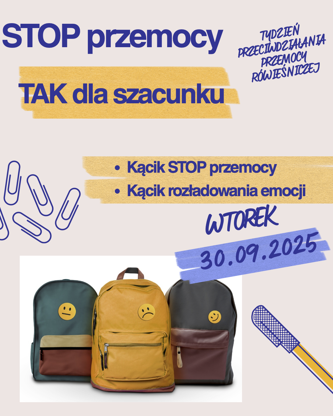 plakat promujący działania szkolne w ramach Tygodnia Przeciwdziałania Przemocy Rówieśniczej