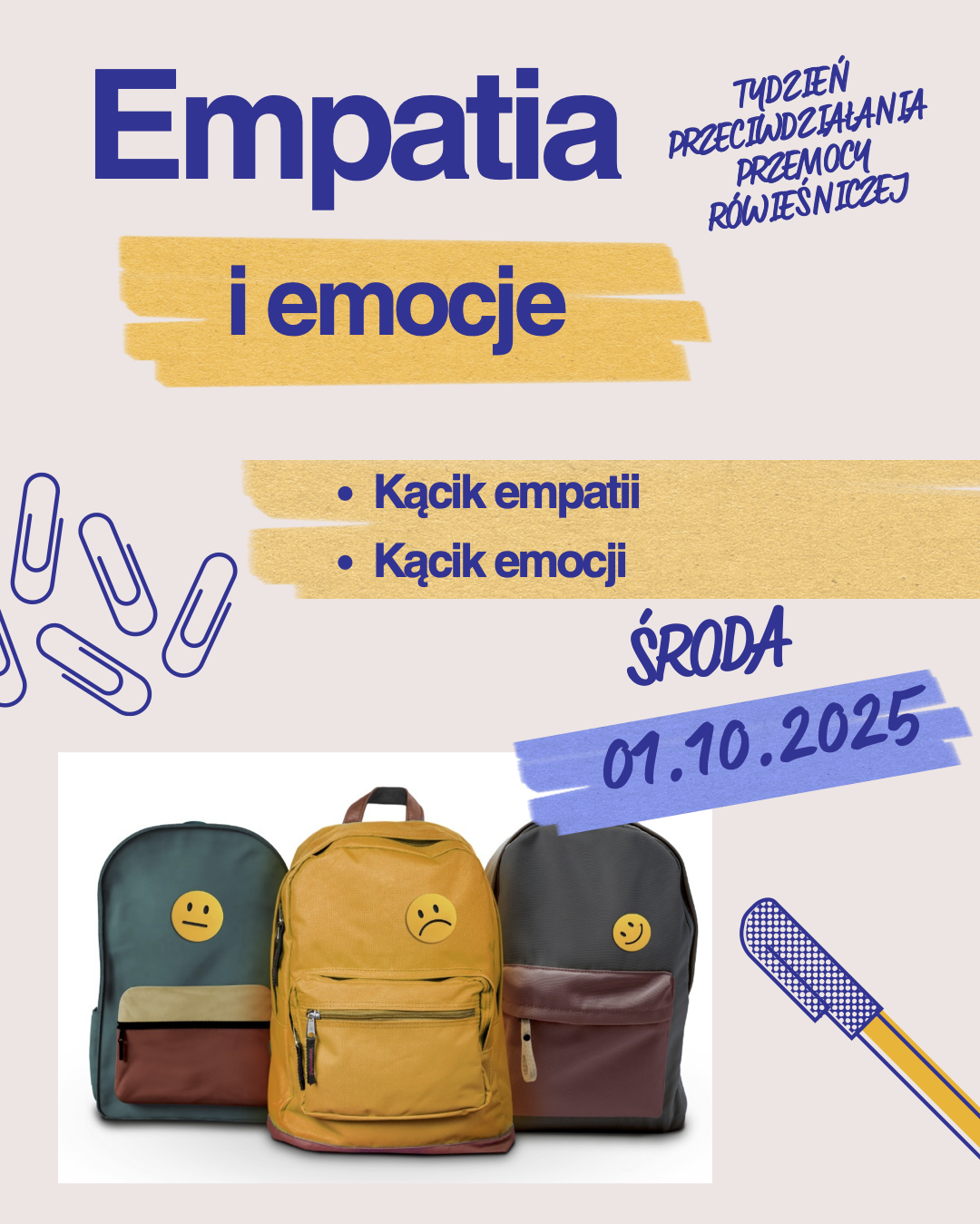 plakat promujący działania szkolne w ramach Tygodnia Przeciwdziałania Przemocy Rówieśniczej