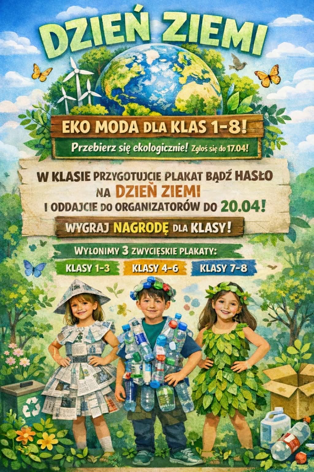 plakat z okazji szkolnych obchod&oacute;w Dnia Ziemi