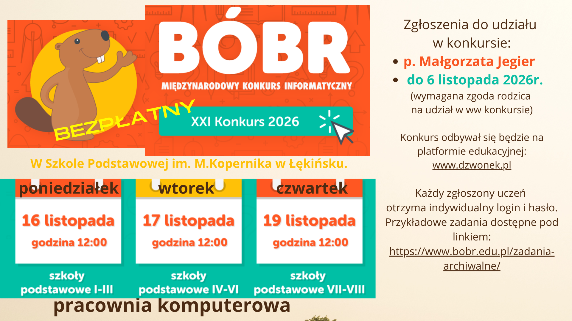 plakat informacyjny o konkursie