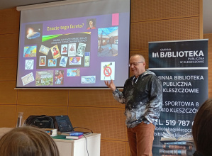Spotkanie autorskie z panem Marcinem Przewoźniakiem w Gminnej Bibliotece Publicznej w Kleszczowie