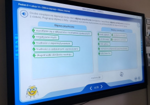 ćwiczenia interaktywne na tablicy – właściwe dopasowanie objawów depresji