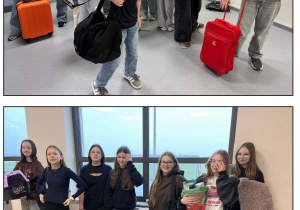 uczniowie klas 4 i 7świętują dzień bez plecaka