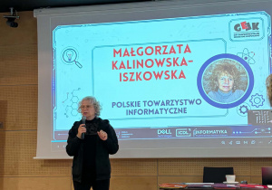 Wystąpienie Małgorzaty Kalinowskiej -Iszkowskiej - pomysłodawcy konkursu GEEK